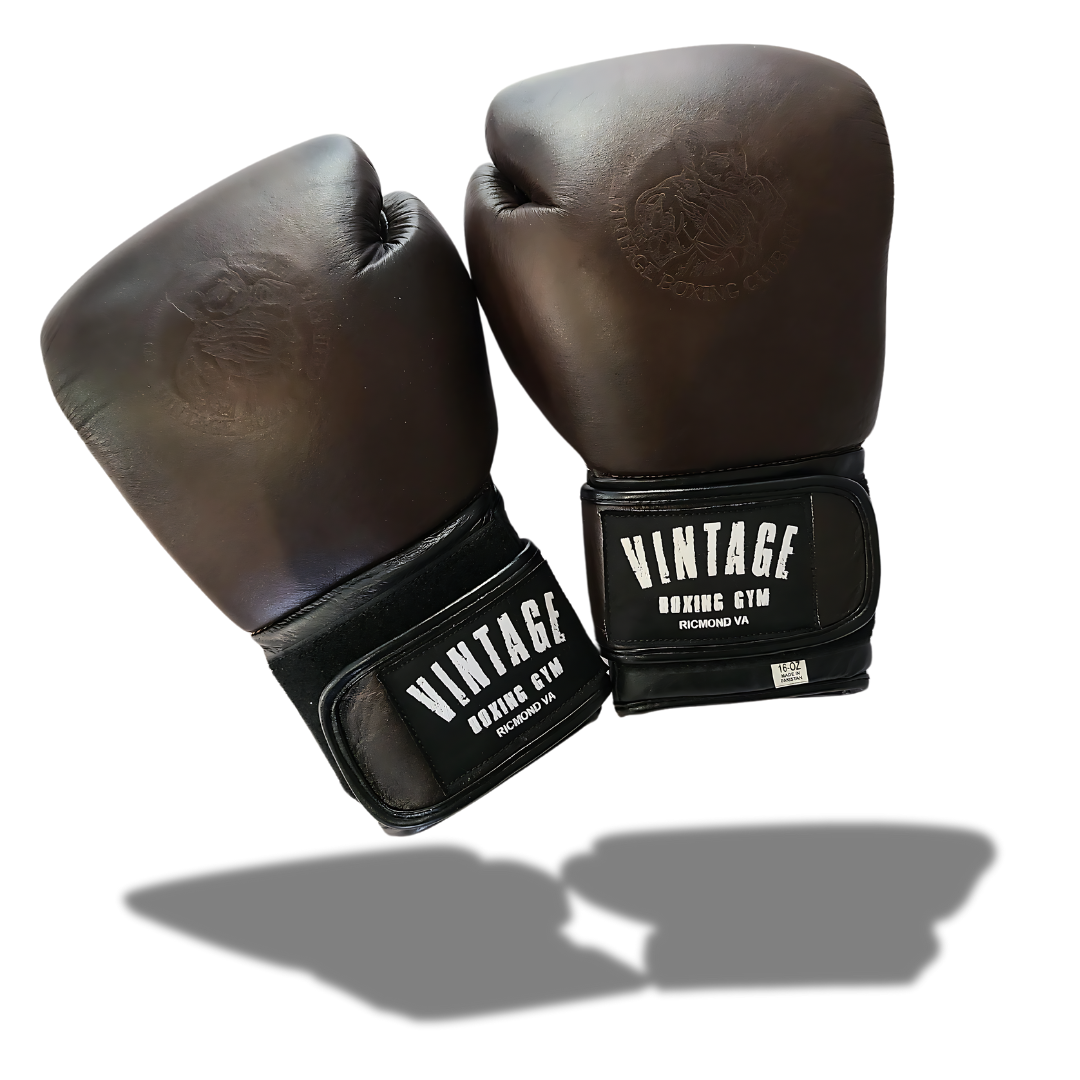 Vintage Custom Leather Boxing Gloves 16oz VG1004 - Vintage Boxing Gear